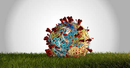 pandemic virus and globe 3d illustration. elements of this image furnishedの写真素材