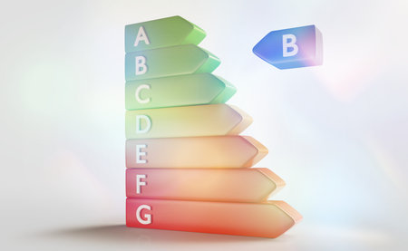 Energy label from A to G from green to red 3d illustration