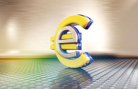 digital currency symbolic E-Euro design 3d illustrationの写真素材