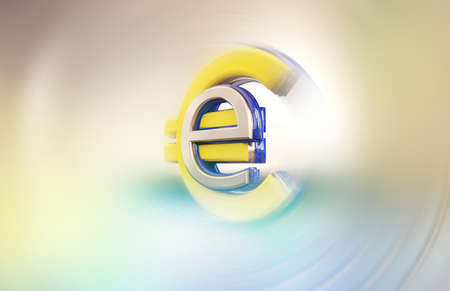 digital currency symbolic E-Euro and blurred swirl design 3d-illustrationの写真素材