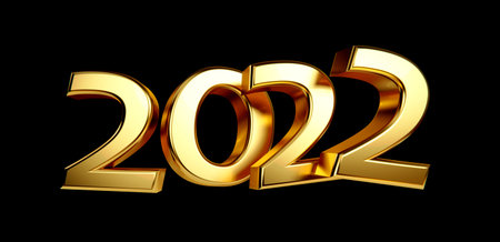 2022 golden metallic symbol modern design 3d illustration