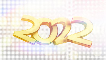 2022 symbol golden metallic 3d illustration