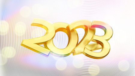 2023 symbol golden metallic 3d illustration