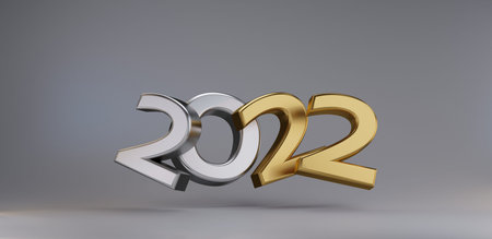 2022 symbol golden metallic 3d illustration