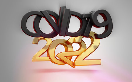 2022 golden symbol metallic 3d illustrationの写真素材