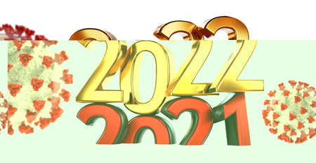 2022 golden bold letters symbol 3d illustration