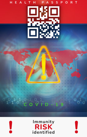 covid-19 immunity risk identified. concept of digital health passport and infectious person 3d...
