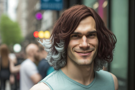 LGBTQ lesbian gay bisexual transgender, fictional person. Generative AIの素材