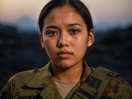 soldiers in tactical gear in fieldの素材