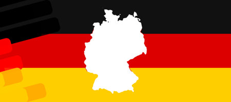 creative abstract simplified shape of the map of Germany on black red yellow as golden background, german background styleの写真素材
