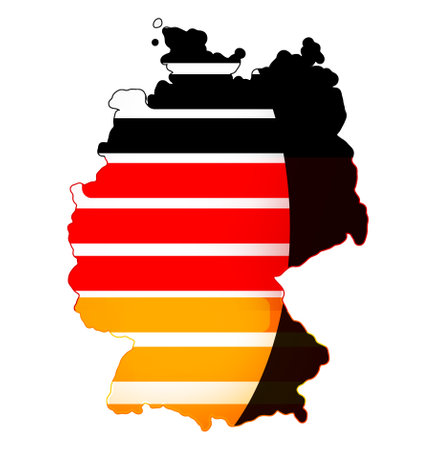 creative abstract rounded smooth map of Germany, horizontal stripes as bars like lines in the shape of the map of Germanyの写真素材