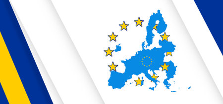 European Union creative background in yellow and blueの写真素材