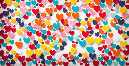 colorful heart shapes on a white background patternの素材