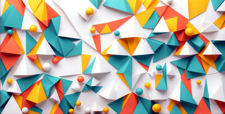 abstract low poly geometric pattern with spheresの素材
