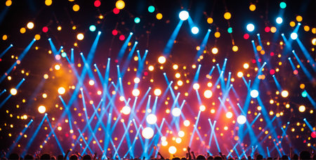 colorful abstract bokeh background with blurred lightsの素材