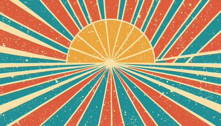 retro sunburst with vintage stripes backgroundの素材