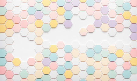 abstract hexagonal tile pattern with pastel and bold colorsの素材