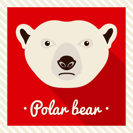 Vector portrait of a polar bear. Symmetrical portraits of animals. Vector Illustration, greeting card, poster. Icon. Animal face. Font inscription. Image of a bear's face.のイラスト素材