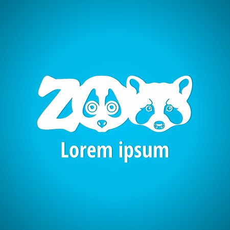 Light logo for the zoo. Silhouette muzzle animals, face animals. Zoo, font, lettering. Corporate styles vector logo designのイラスト素材