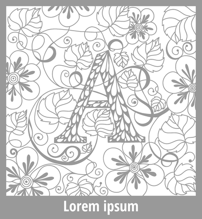 Vector hand drawn Floral monogram with vintage decorative flower. Floral ornament. Vintage pattern with floral elements, swirls, lines. Elegant monogram design.のイラスト素材