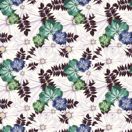 Beautiful floral pattern. Seamless pattern. Flowers. Bright buds, leaves, flowers. Flowers for...