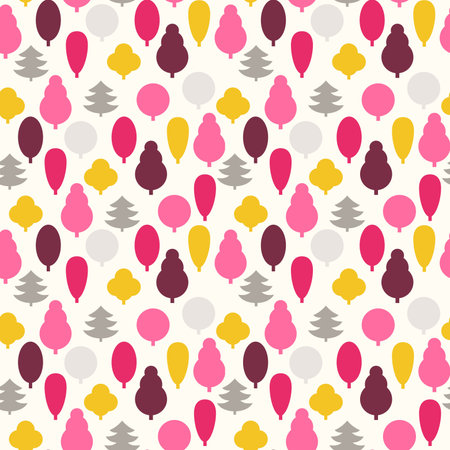 Seamless pattern. Bright trees. Trees for greeting cards, posters. Flower shop. Vintage pattern....