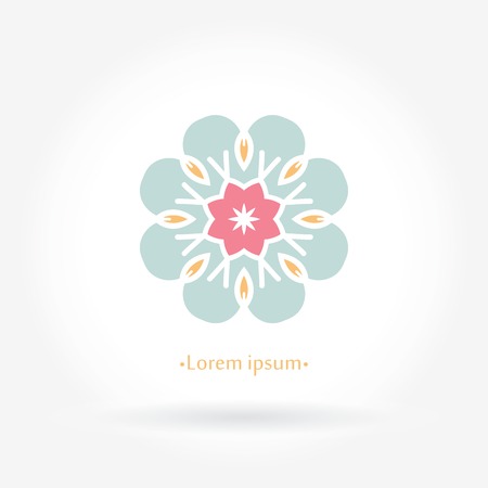 Delicate logo. Beautiful circular logos. Logo for boutique, interior. Company logo, mark, emblem, element. Simple geometric logo. Mandala logo. Icons, business, invitations. Vintage. Flower logo.のイラスト素材