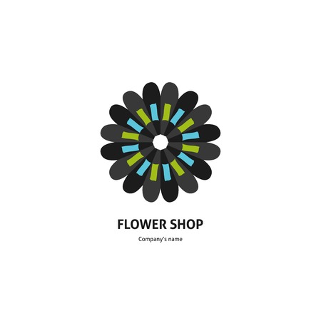 Bright and juicy beautiful circular for boutique, flower shop, business. Company mark, emblem, element. Simple geometric mandala. Kaleidoscope big bud. Surround abstract blossom.のイラスト素材