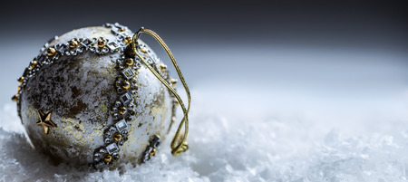 Christmas time.Luxury Christmas ball in the snow and snowy abstract scenesの写真素材