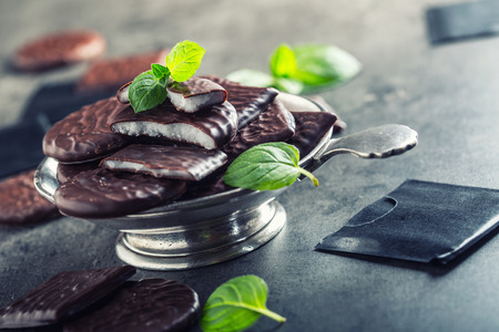 Chocolate peppermint cookies.Mint. Peppermint. Menthol. Black chocolate with peppermint cream. Black...