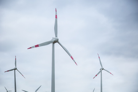 Wind power. Wind energy. Electrical energy. Several wind turbines in power generation.の写真素材