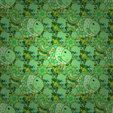 A Vector illustration of green, black and neutral flowers. Seamless pattern with flowers on motley background.のイラスト素材