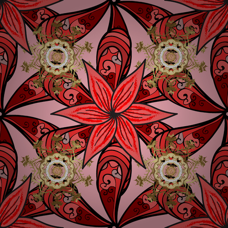 A Vector illustration with many neutral, red and black flowers. Trendy seamless floral pattern.のイラスト素材