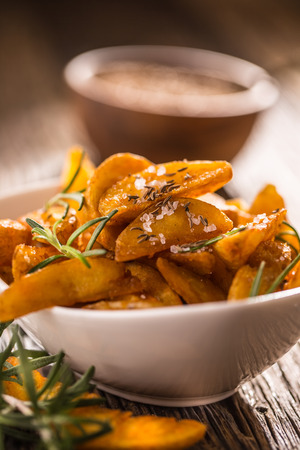 Potatoes. Roasted american potatoes with rosemary salt and cumin.の写真素材