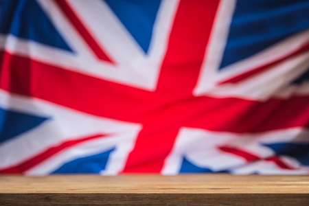 Lady Justice and United Kingdom flag. Symbol of law and justice with UK Flag. Brexit.の写真素材