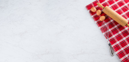 Top view tools and Ingredients for baking,の写真素材