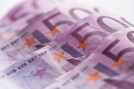 Close-up five houndred euro banknotes money and currency.