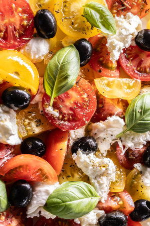Italian Caprese salad taken from the top.の写真素材