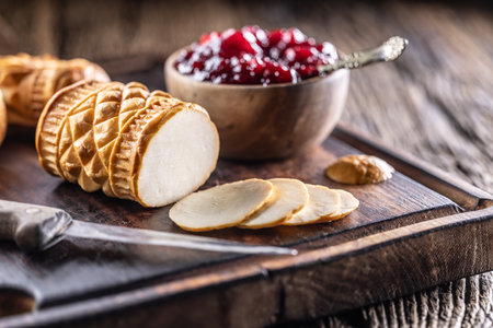 Oscypki - Traditional salty smoked cheese made from sheep's milk from the Polish region of Zakopane under the High Tatras.の写真素材