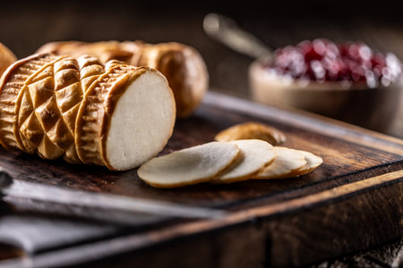 Oscypki - Traditional salty smoked cheese made from sheep's milk from the Polish region of Zakopane under the High Tatras.の写真素材
