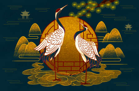 Chinese style gilt wind ink painting materialの写真素材