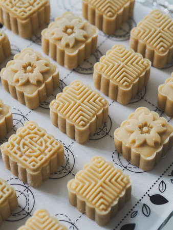 Mid-autumn moon cakes, mid-autumn elementsの写真素材