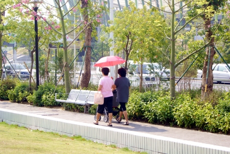 Pushing a pram walk のeditorial素材