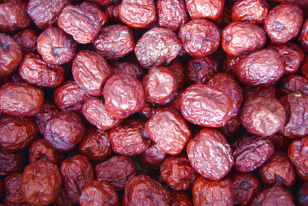 Closeup of red jujubaの写真素材