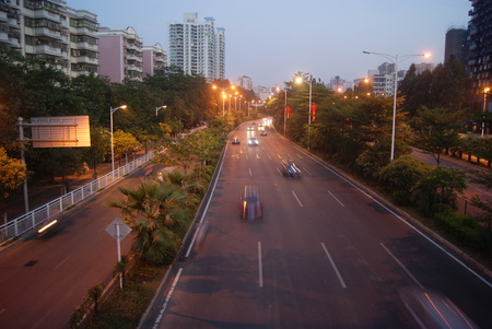 Shenzhen road traffic at nightのeditorial素材