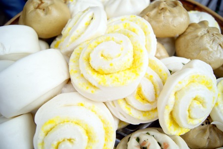 Close up to some steamed bunの写真素材