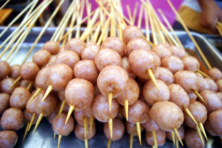 Closeup of meat ballsの写真素材