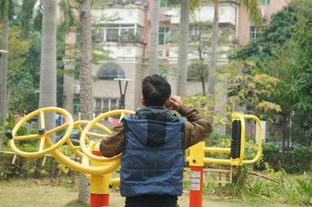 Sports fitness facilities, community park in Shenzhen, Chinaの写真素材