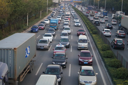 Shenzhen Baoan Xixiang 107 national road traffic congestion, in Chinaのeditorial素材
