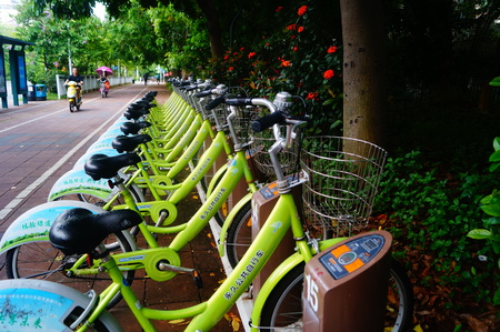 Bicycle rental facilities in Shenzhenのeditorial素材